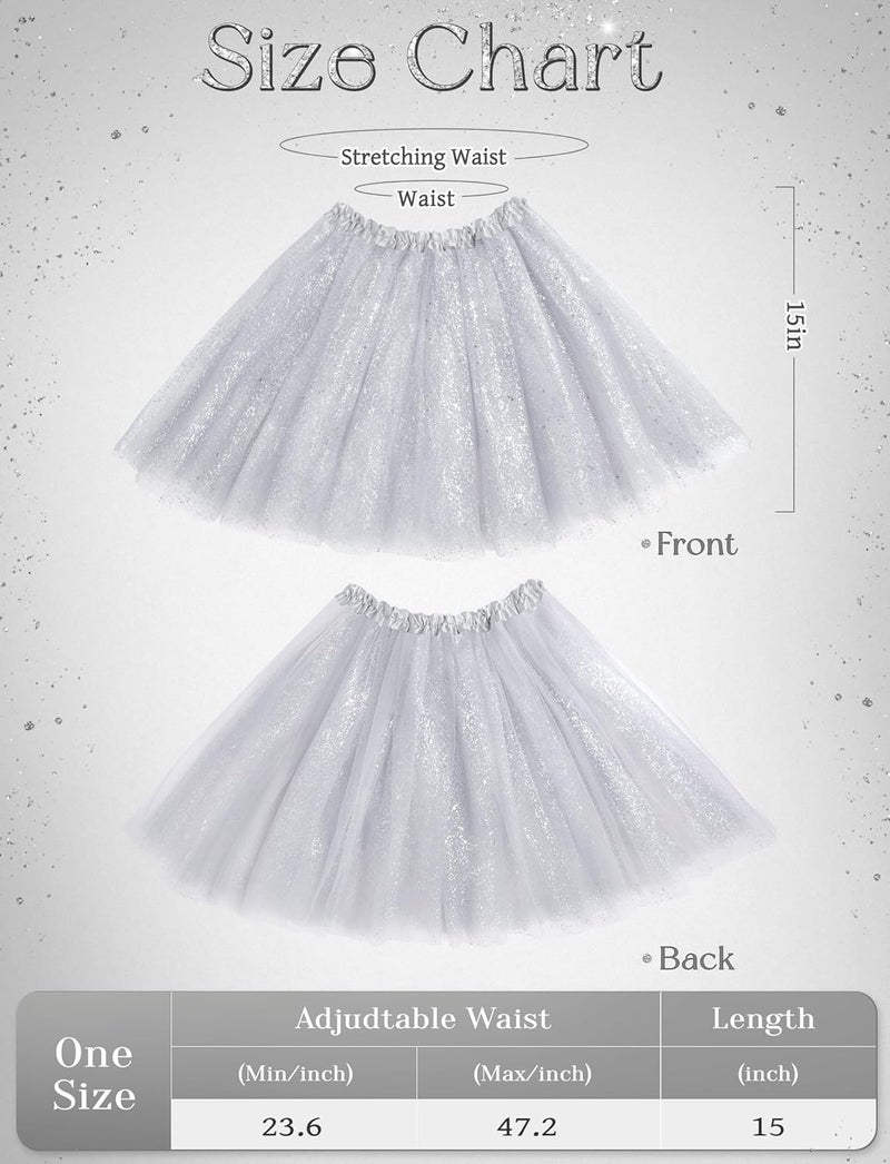 VEKDA 3 Layers Tutus for Women Adult, Classic Elastic Tulle Tutu Skirts Gold Silver Foil Printed Tutu for Party Running - Image 2